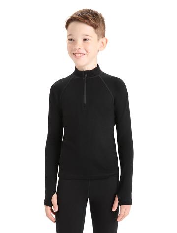 Long Sleeve Icebreaker Merino 260 Tech Half Zip Thermal Top Dziecięce Czarne | PL 1006BEXC